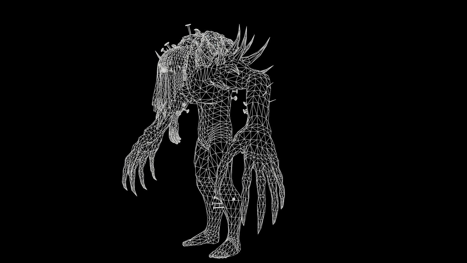 Reaper creature with long arms and claws Low-poly 3D model_18