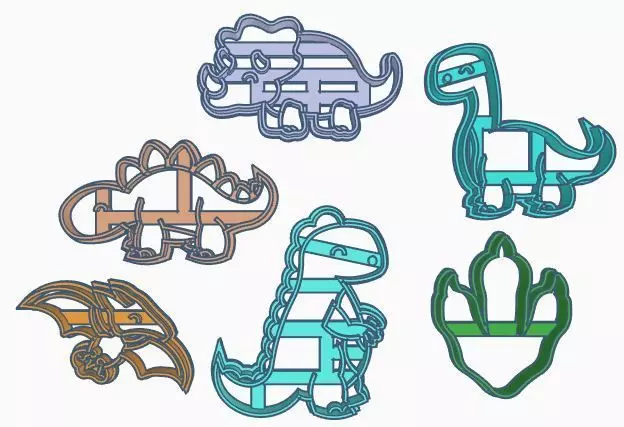 Dino Cookie Cutter Set 3D print model_0
