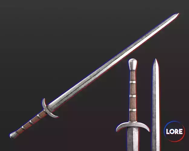 Medieval Common Weapon Long Sword Low-poly 3D model