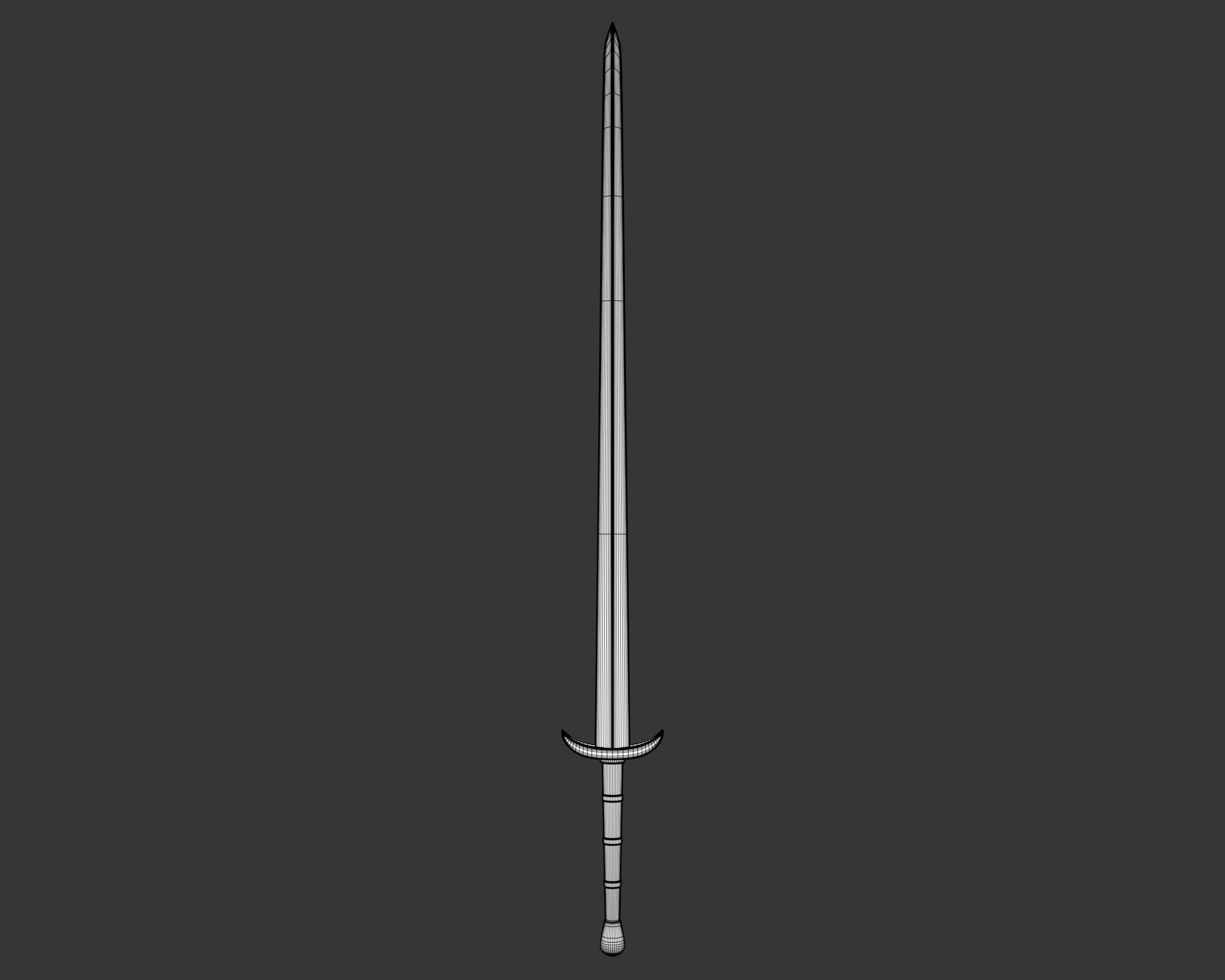 Medieval Common Weapon Long Sword Low-poly 3D model_5