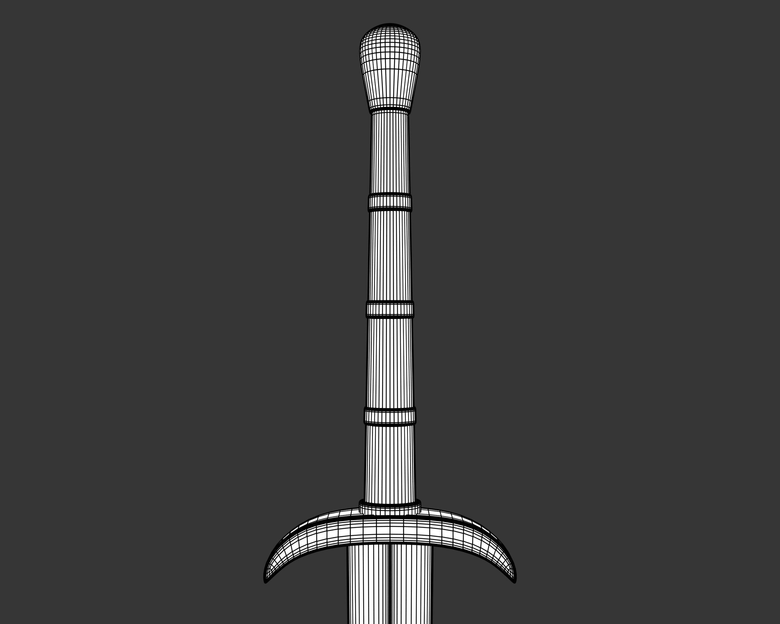 Medieval Common Weapon Long Sword Low-poly 3D model_14