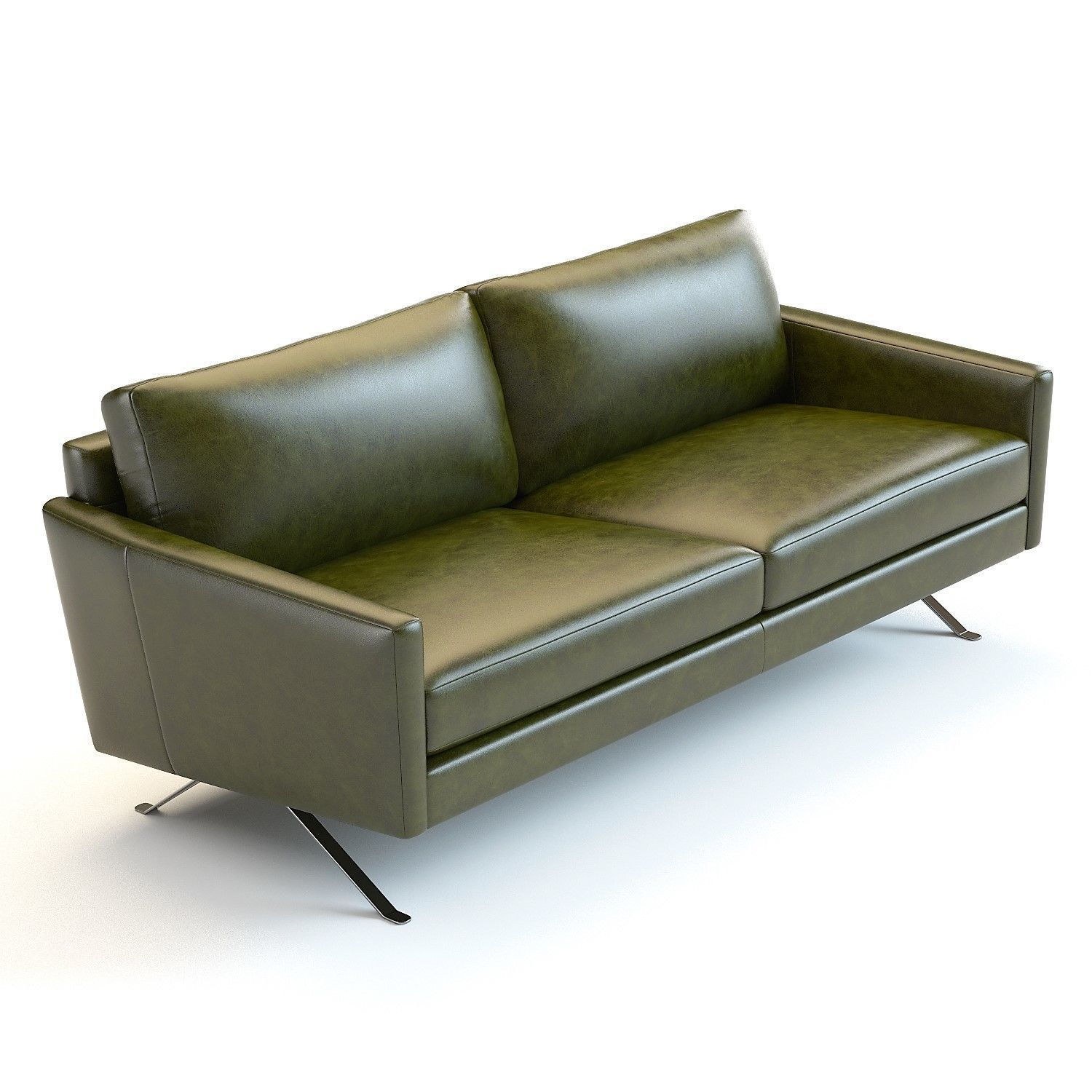 West Elm - Angled Arm Leather Sofa 3D model_1