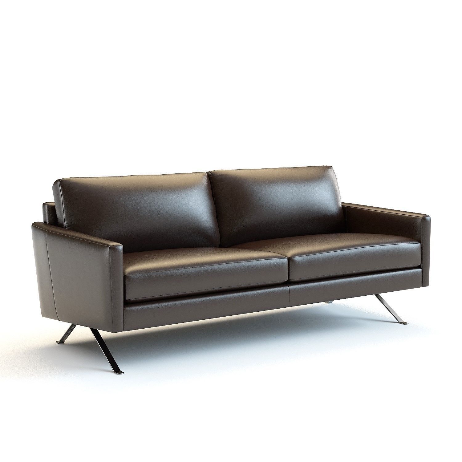 West Elm - Angled Arm Leather Sofa 3D model_8