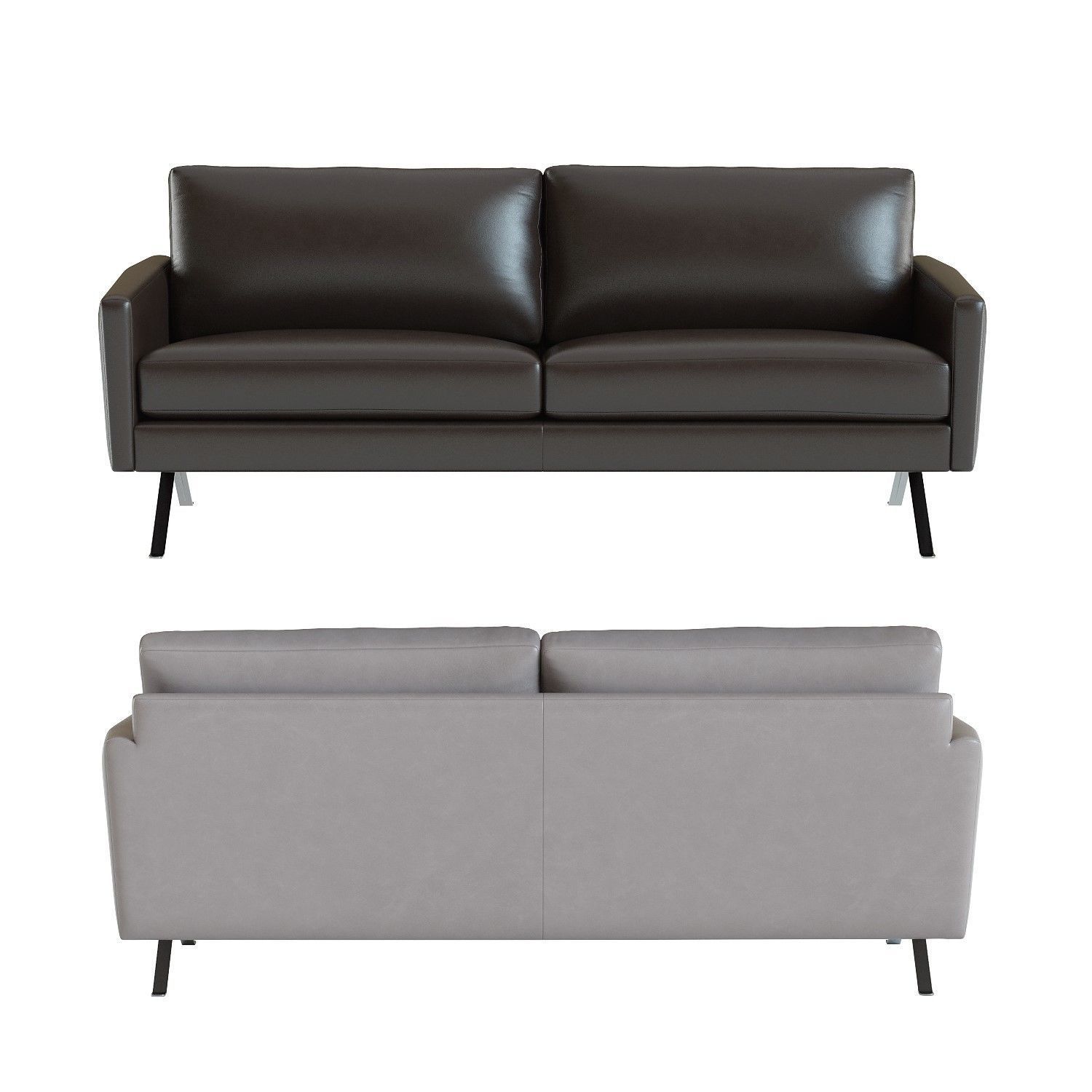 West Elm - Angled Arm Leather Sofa 3D model_3