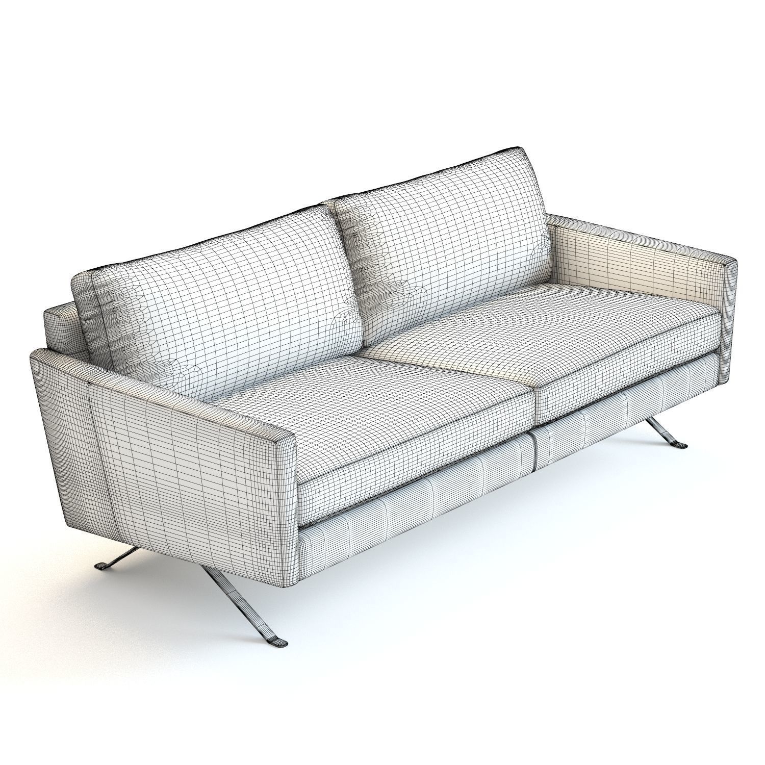 West Elm - Angled Arm Leather Sofa 3D model_2