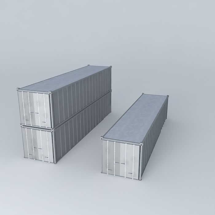 Basic Shipping Container 40ft x 8 ft 3D model_1