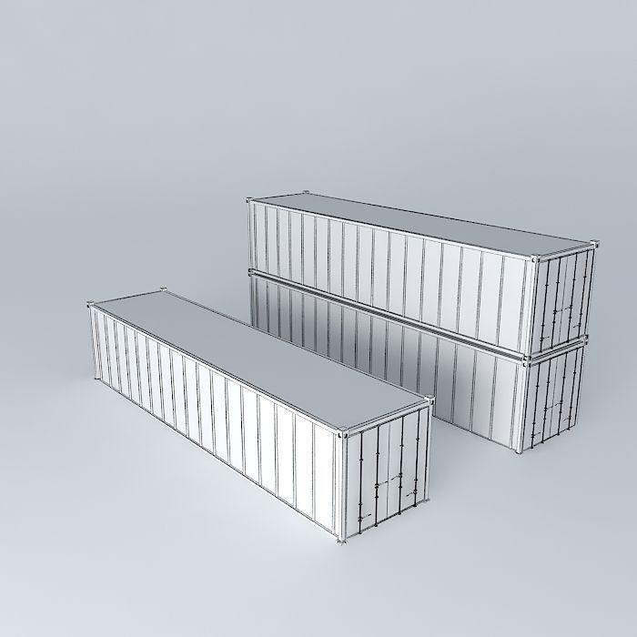 Basic Shipping Container 40ft x 8 ft 3D model_3
