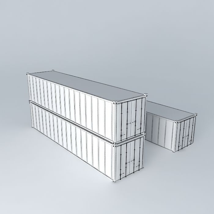 Basic Shipping Container 40ft x 8 ft 3D model_4