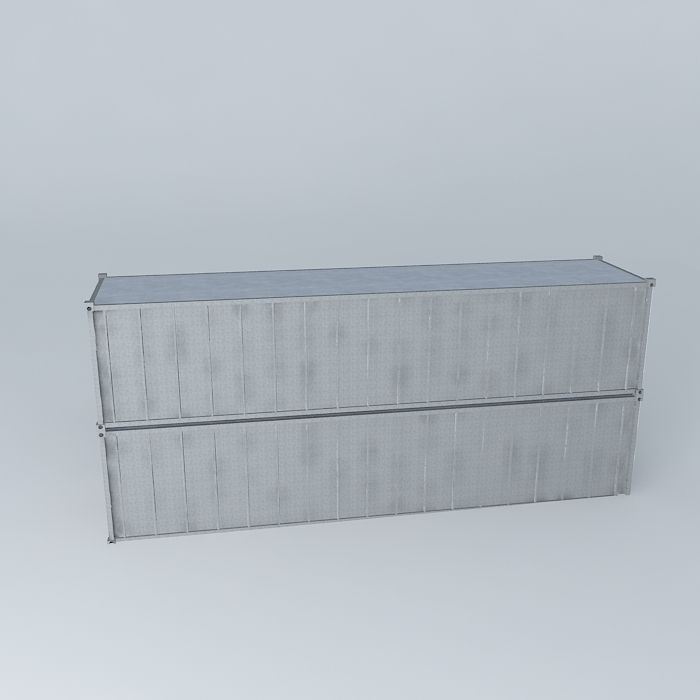 Basic Shipping Container 40ft x 8 ft 3D model_2