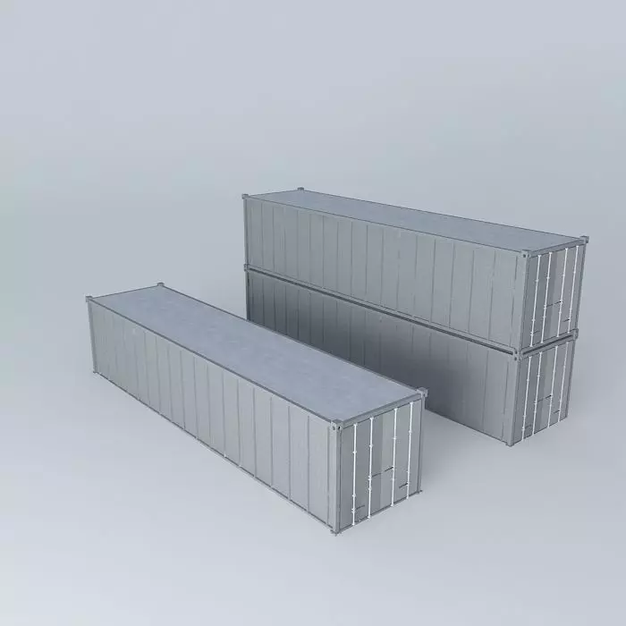 Basic Shipping Container 40ft x 8 ft 3D model_0