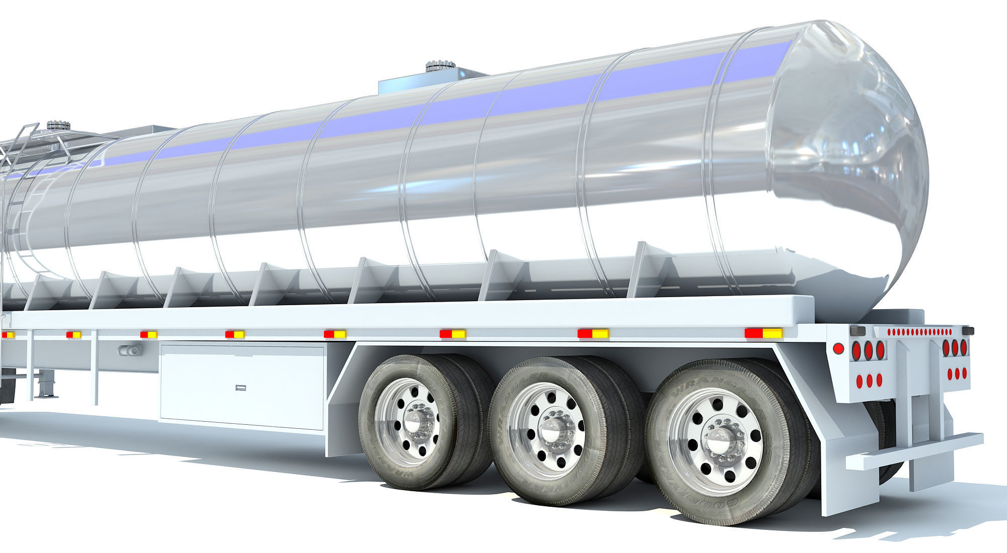 White Truck with Semi Trailer Tank 3D model_10