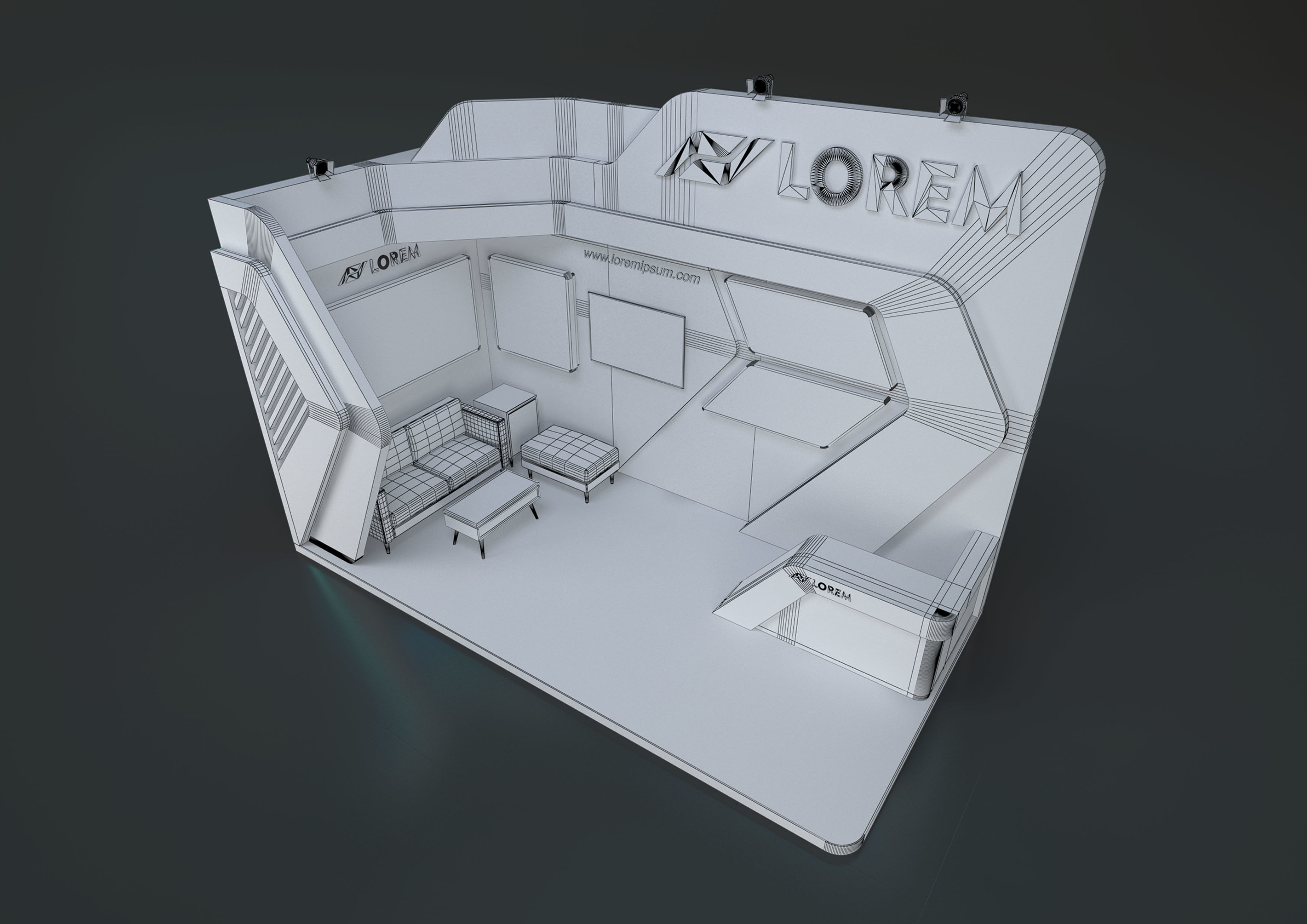 EXHIBITION STAND MZY 18 sqm 3D model_5
