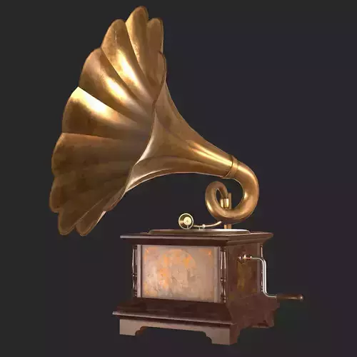 Old Antique Gramaphone PBR Low-poly 3D model