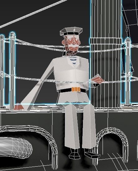 Submarine with sailors 3D model_10