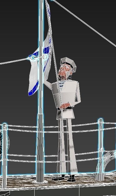 Submarine with sailors 3D model_9