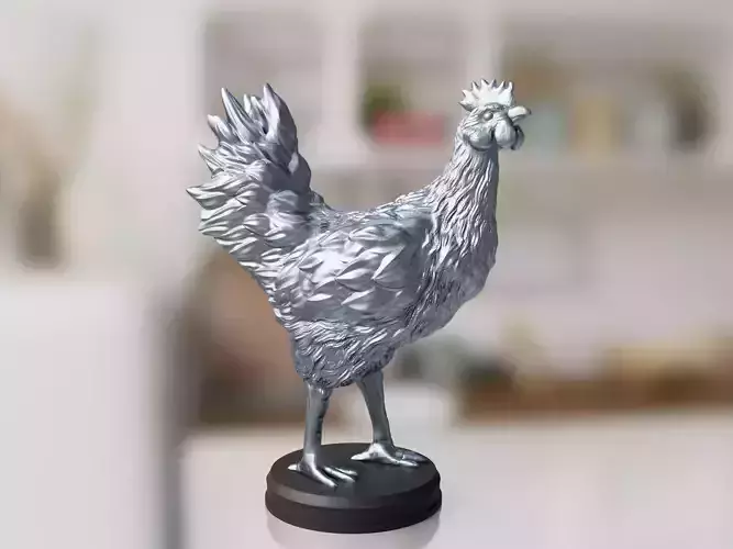 Silver Chicken Toy 3D print model
