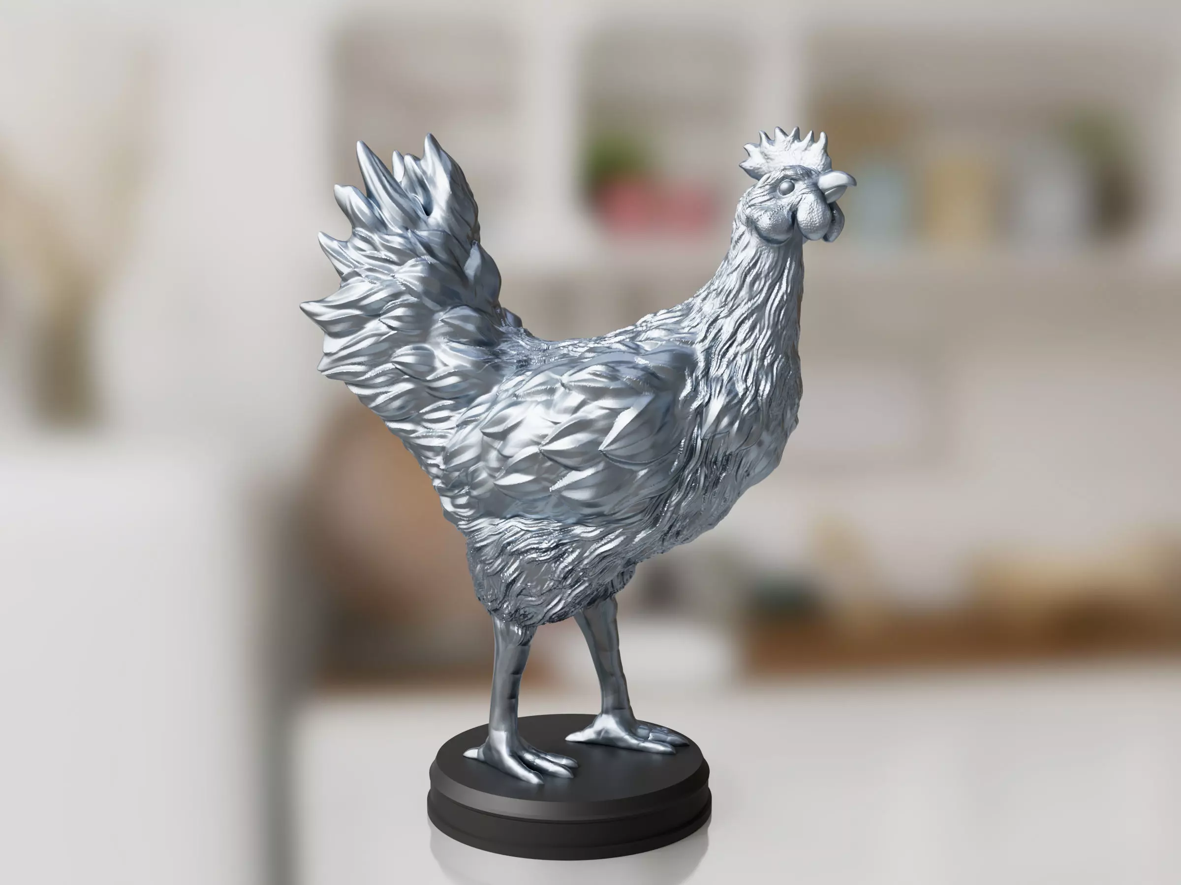 Silver Chicken Toy 3D print model_0