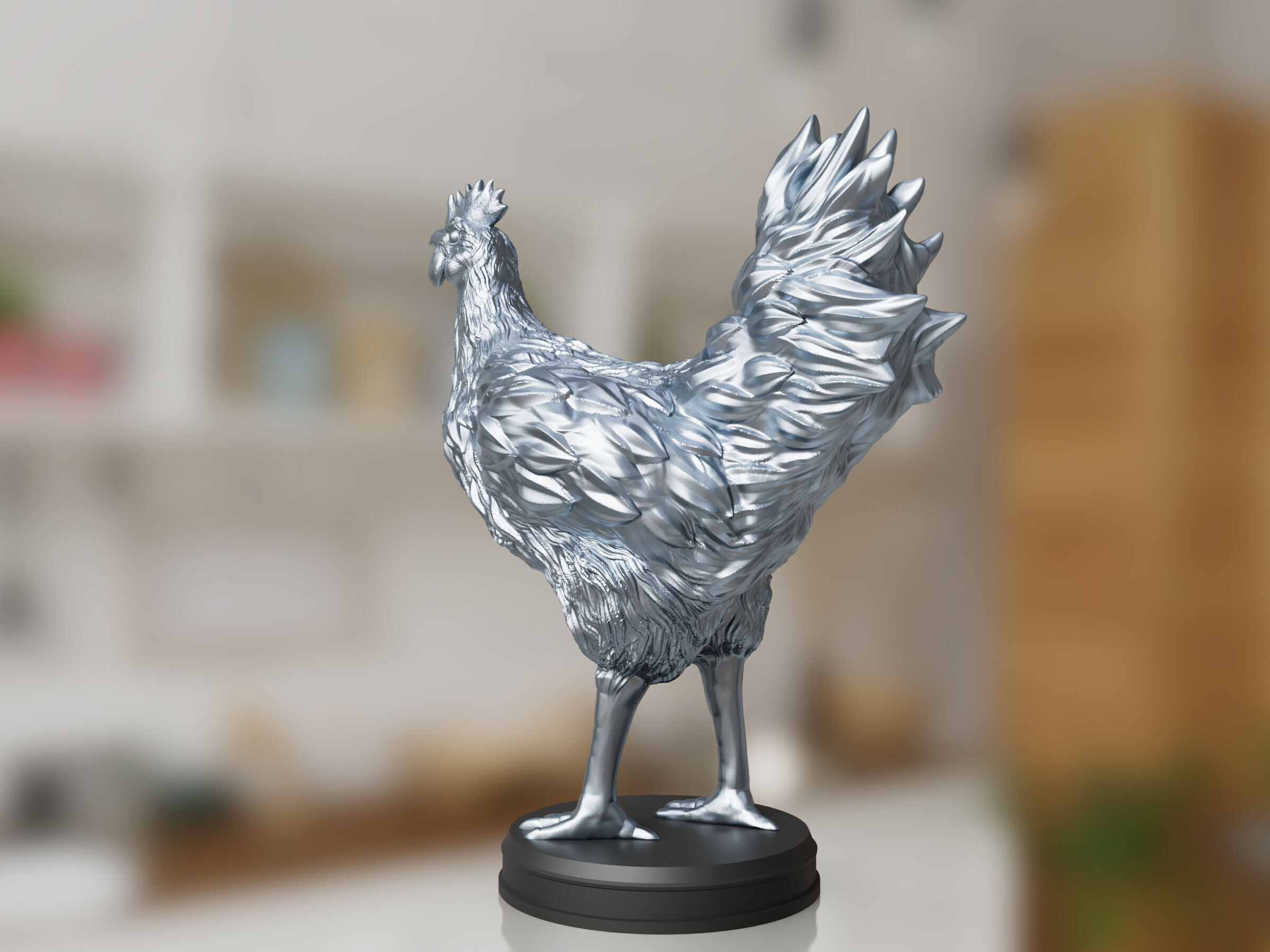 Silver Chicken Toy 3D print model_3