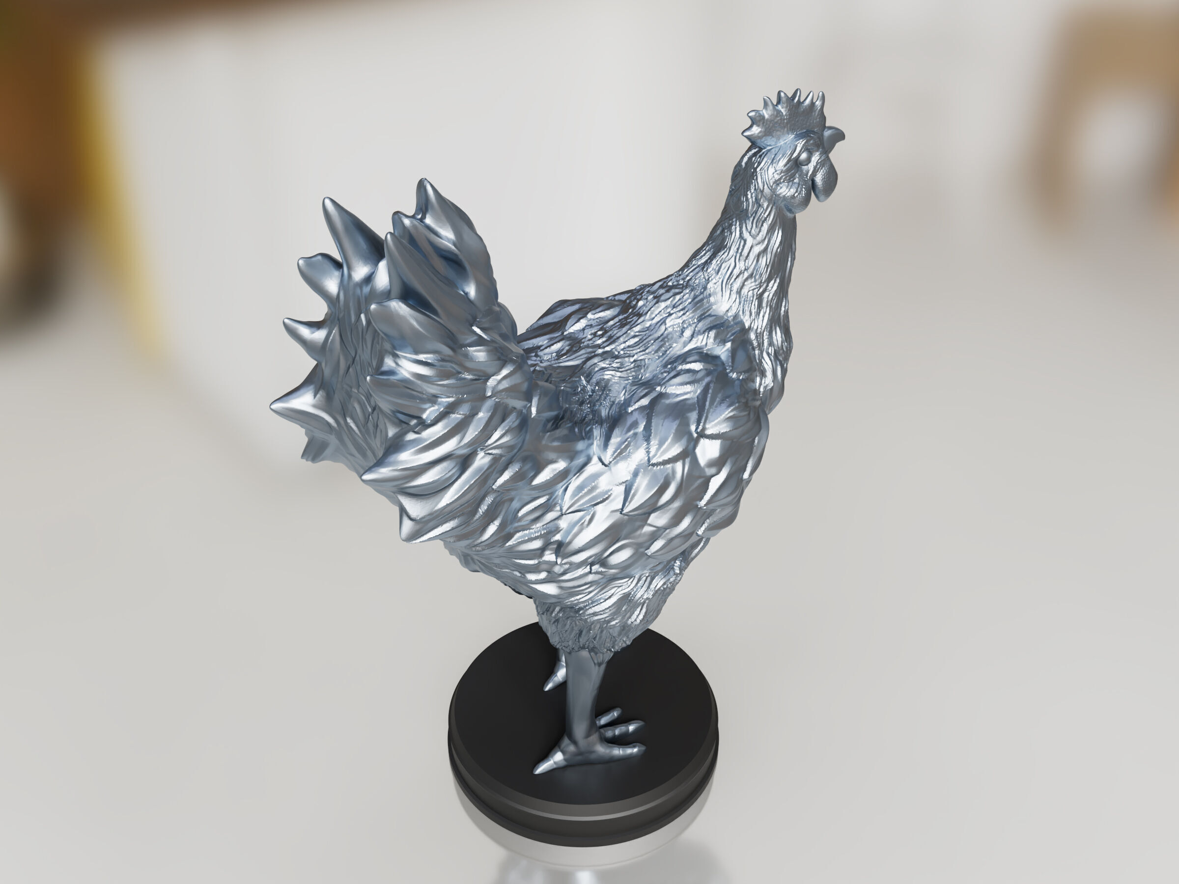 Silver Chicken Toy 3D print model_2