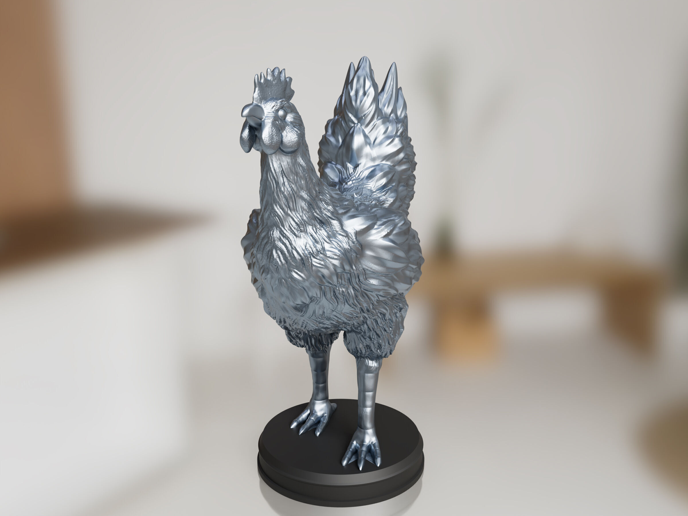 Silver Chicken Toy 3D print model_1