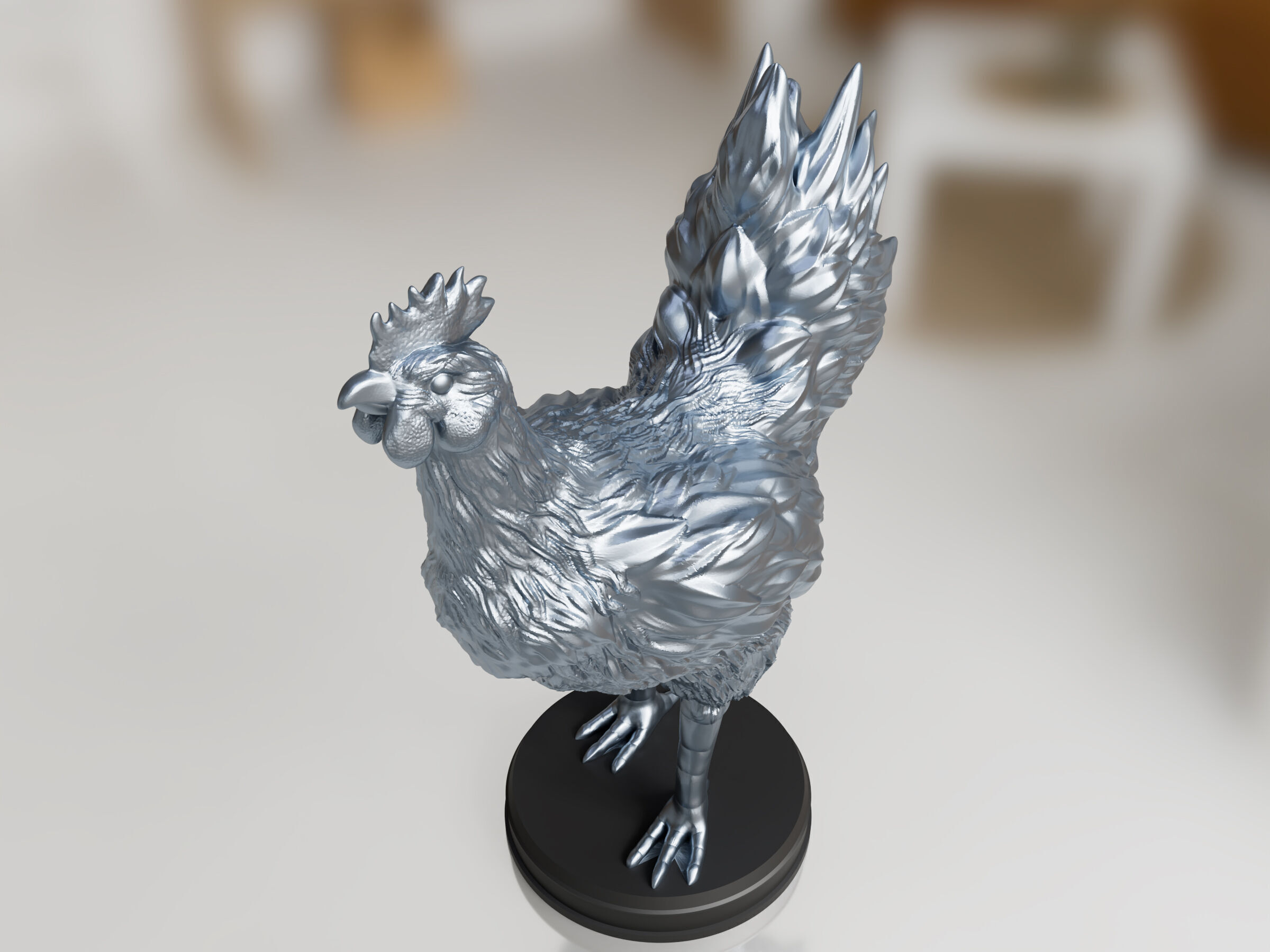 Silver Chicken Toy 3D print model_4