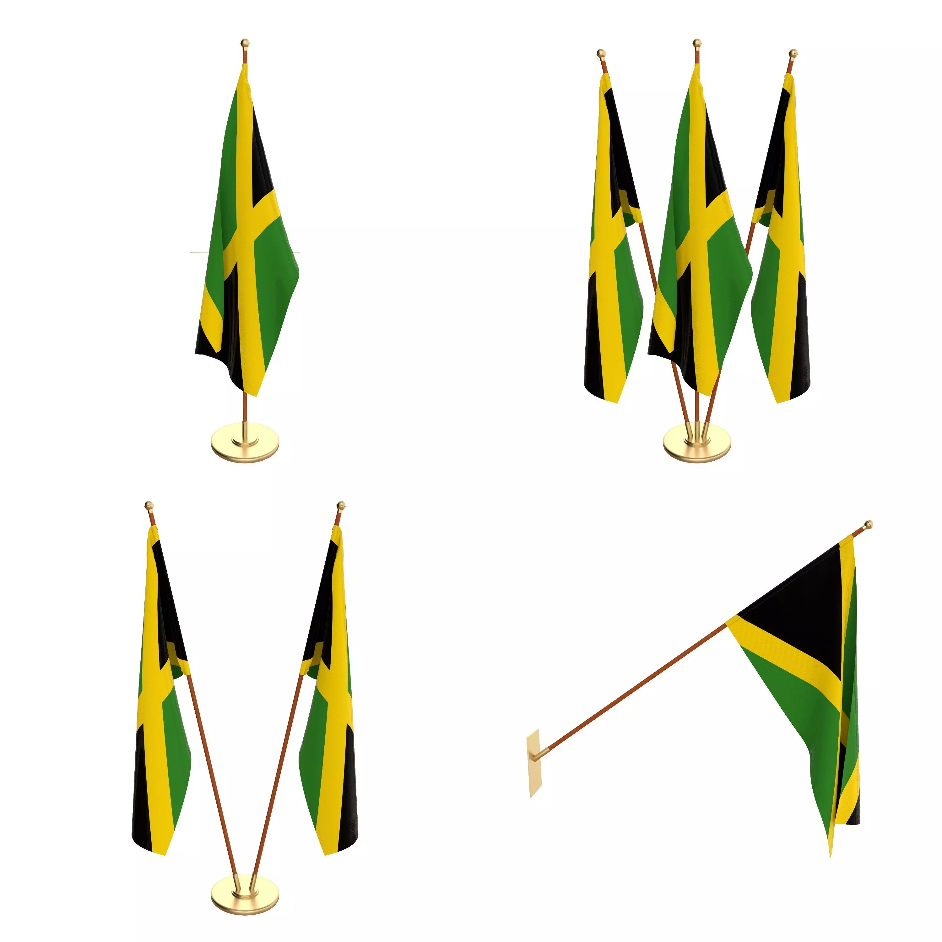 Jamaica Flag Pack 3D model_0