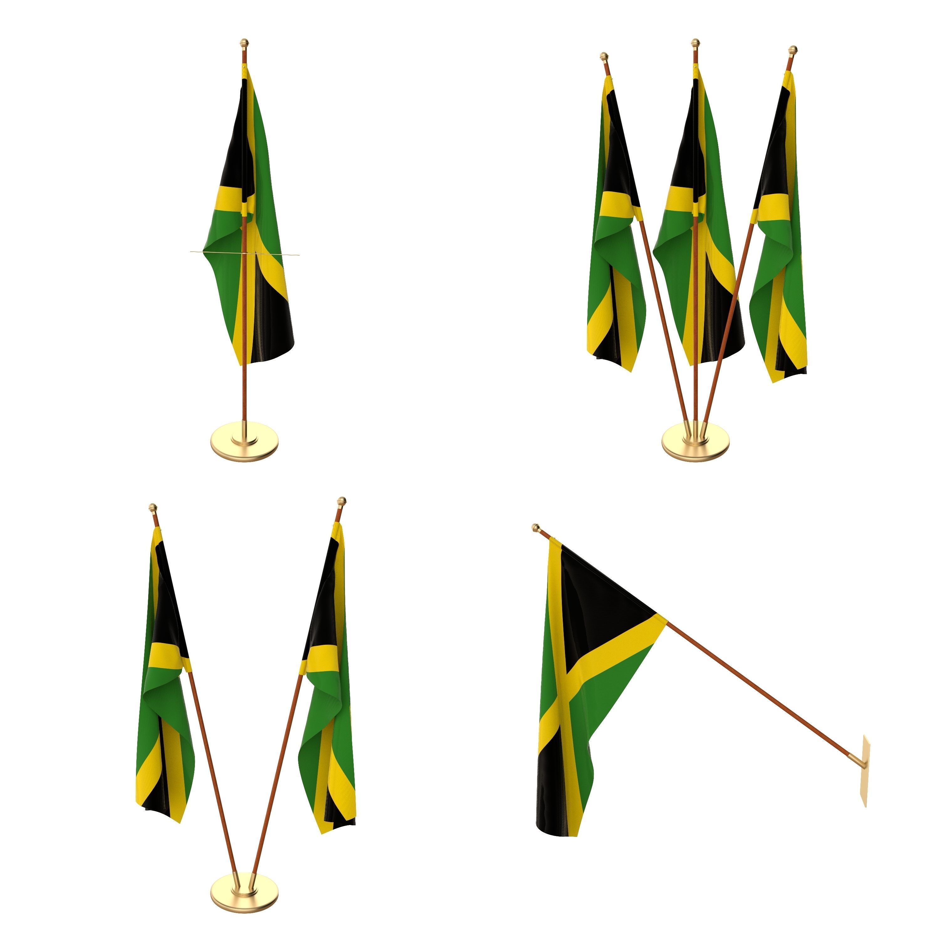 Jamaica Flag Pack 3D model_1