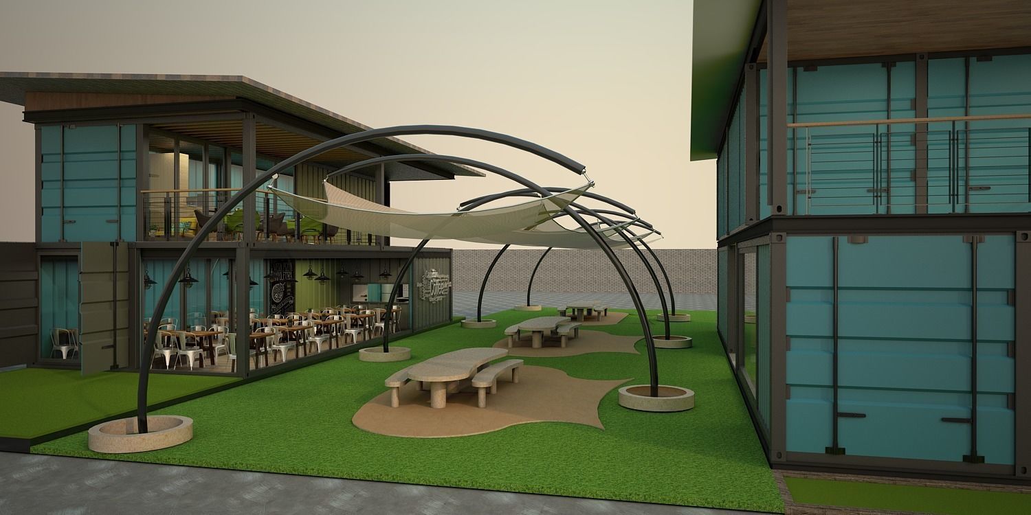Container Office Facade 3D model_4