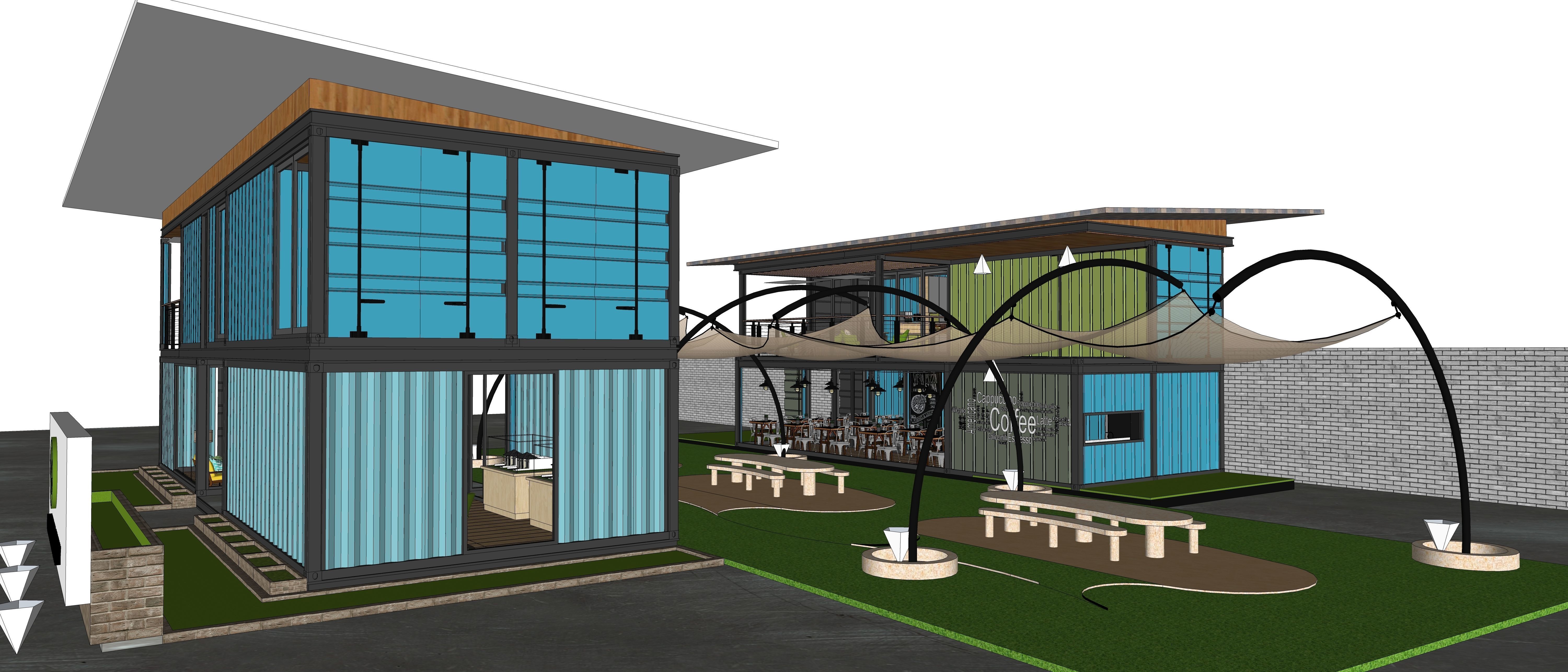 Container Office Facade 3D model_8