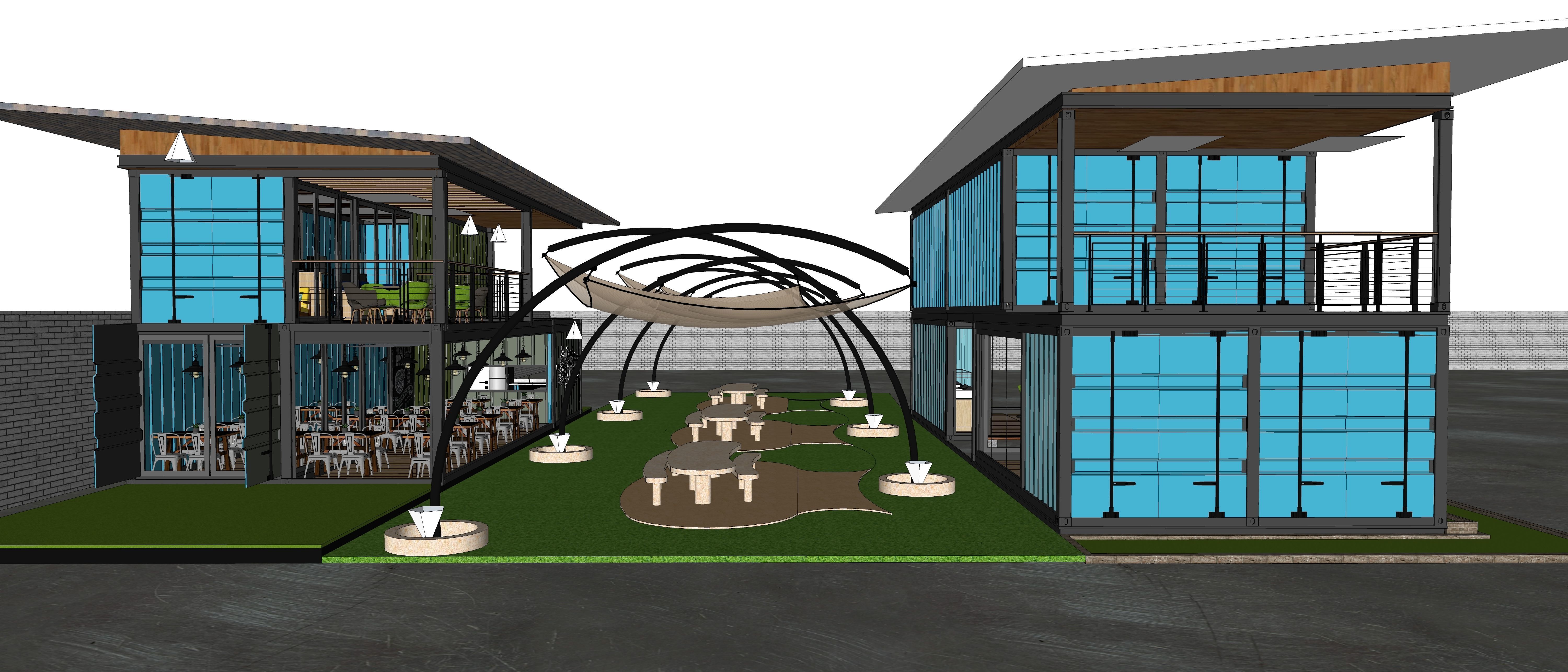 Container Office Facade 3D model_7