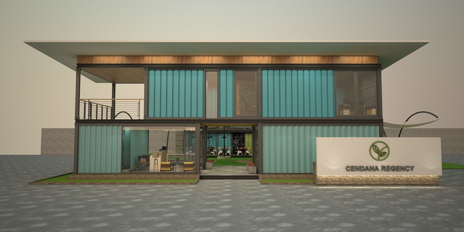 Container Office Facade 3D model_3