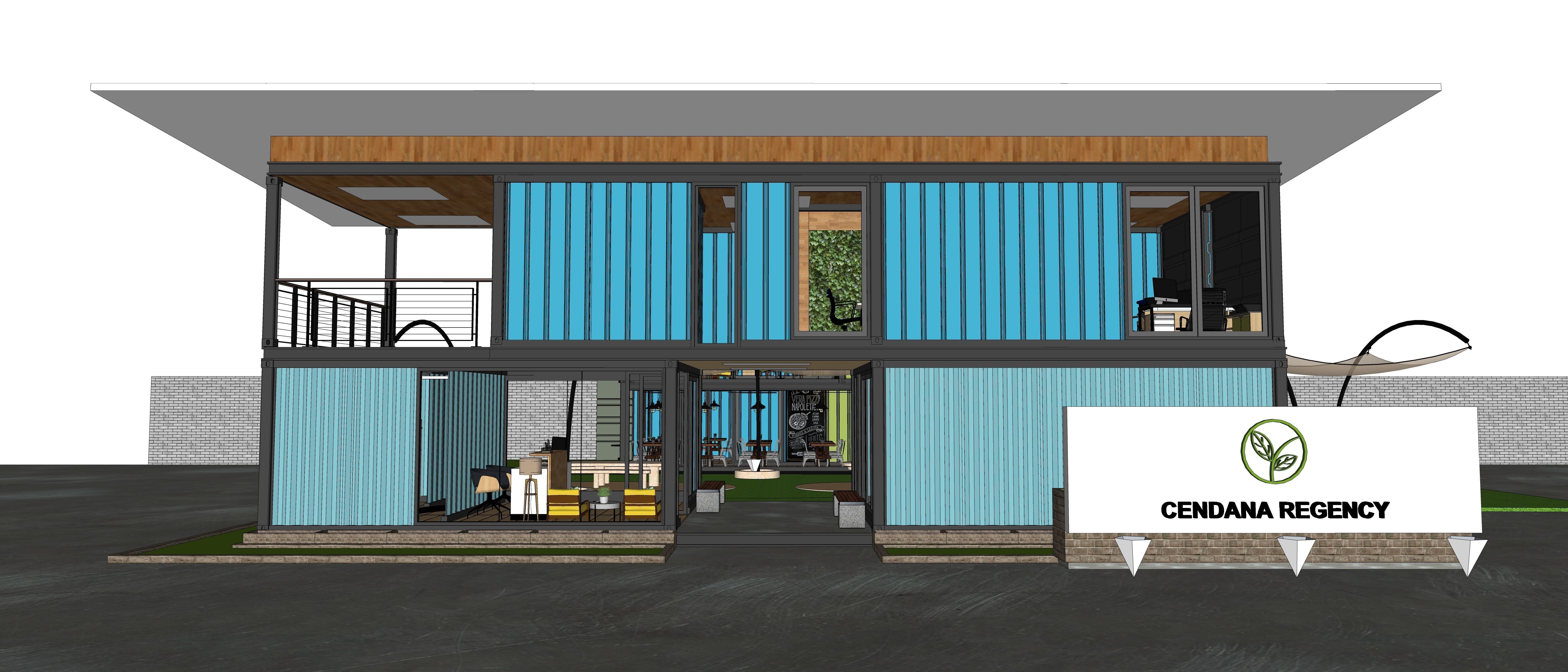 Container Office Facade 3D model_6