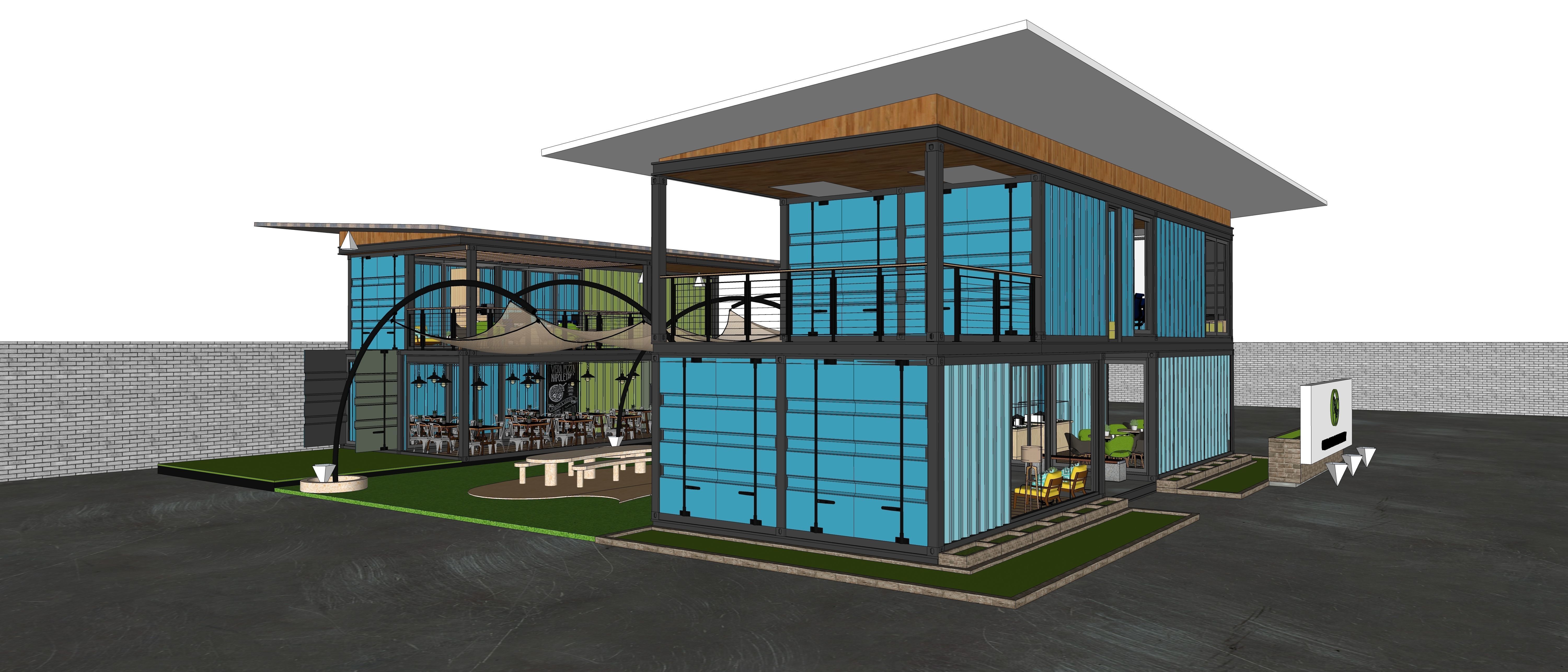 Container Office Facade 3D model_9
