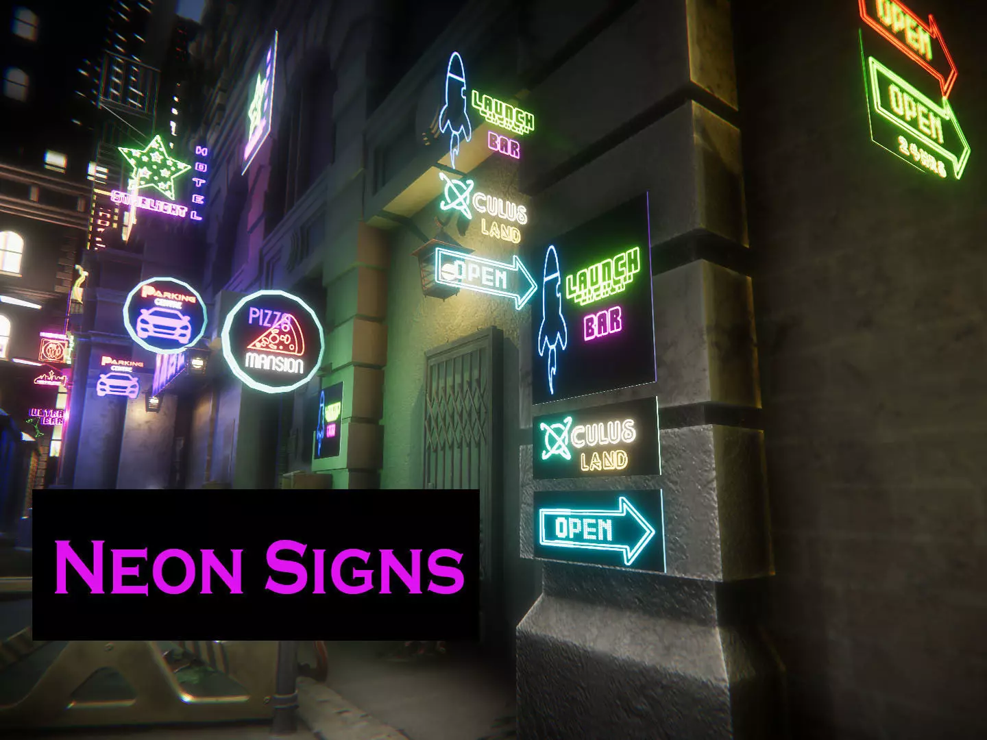 Neon Signs Low-poly 3D model_0
