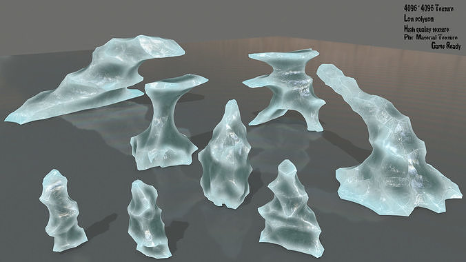 iceberg set 1 piece of glass on table Low-poly 3D model