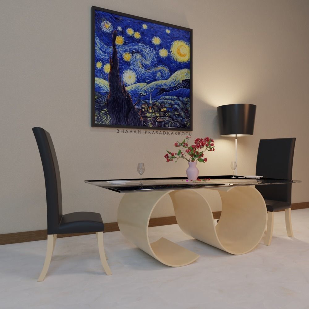 Royalty 2 seated Dining Table PBR look  3D model_2