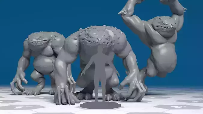 Blue Slaad - DnD Monster - 3 Poses