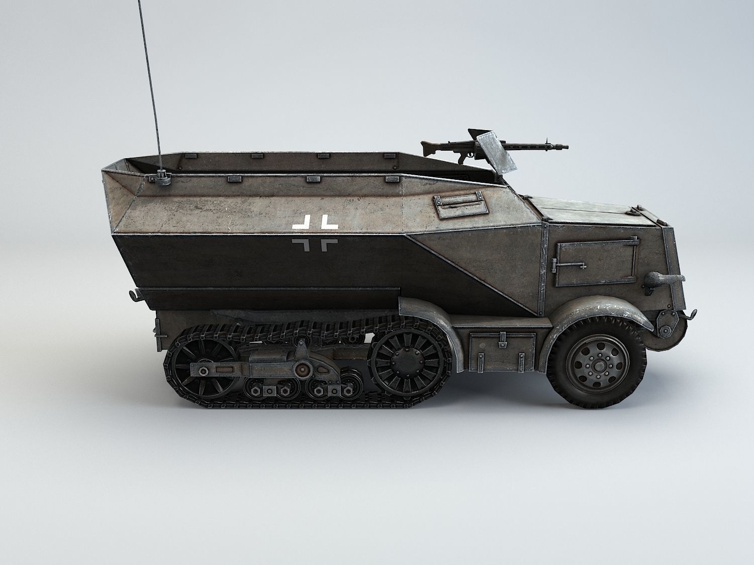 Low Poly U 304 F Leichter SchutzenPanzerWagen Low-poly 3D model_9
