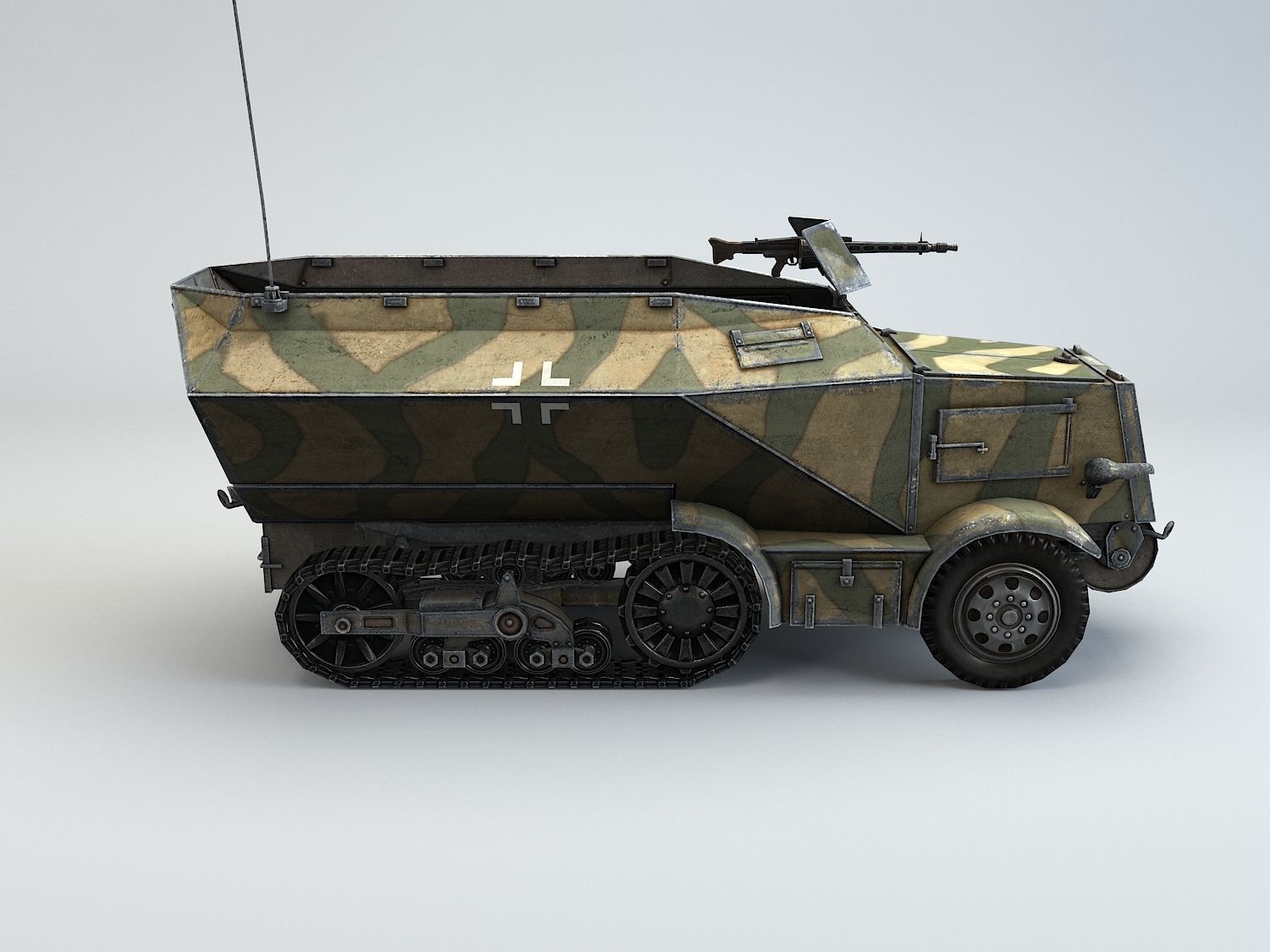 Low Poly U 304 F Leichter SchutzenPanzerWagen Low-poly 3D model_7