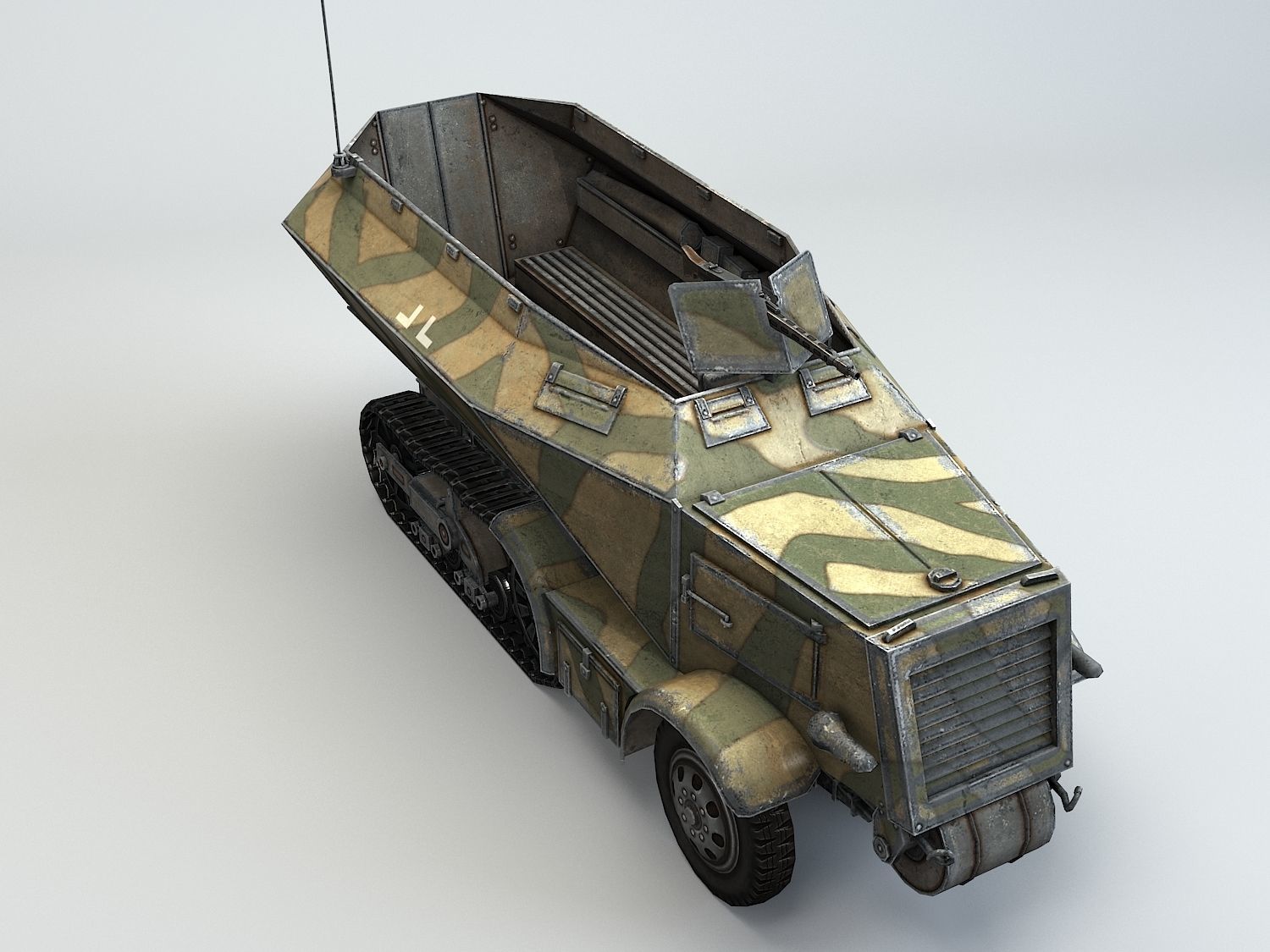 Low Poly U 304 F Leichter SchutzenPanzerWagen Low-poly 3D model_12