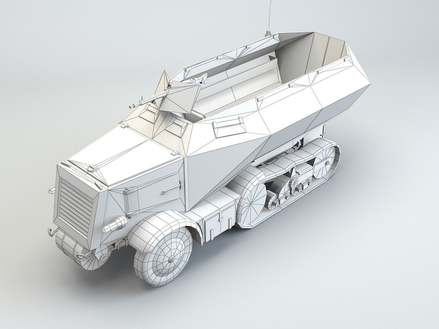 Low Poly U 304 F Leichter SchutzenPanzerWagen Low-poly 3D model_14