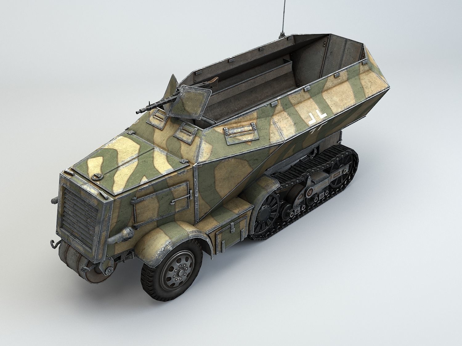 Low Poly U 304 F Leichter SchutzenPanzerWagen Low-poly 3D model_13