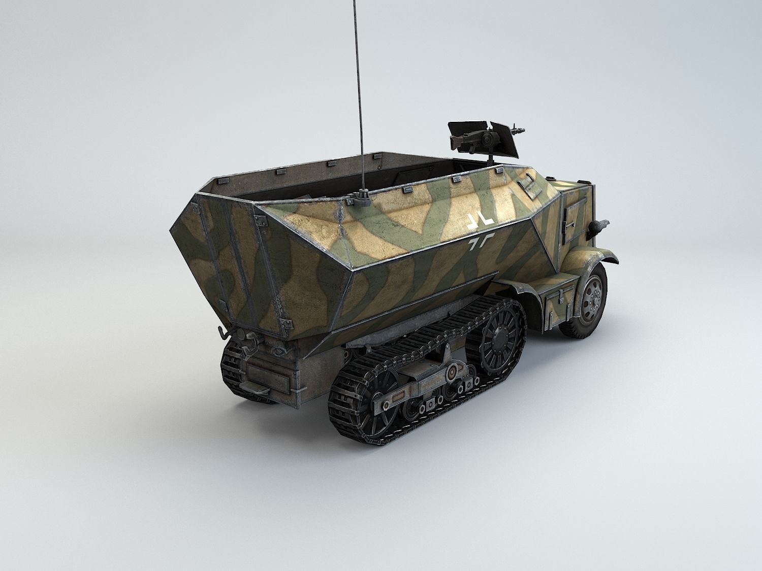 Low Poly U 304 F Leichter SchutzenPanzerWagen Low-poly 3D model_5