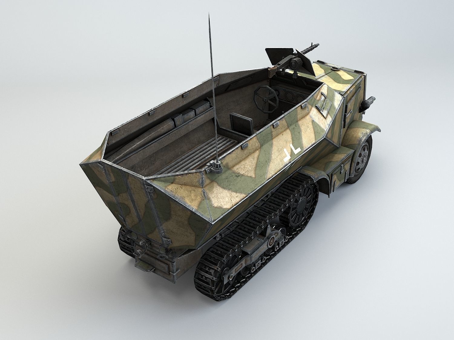 Low Poly U 304 F Leichter SchutzenPanzerWagen Low-poly 3D model_11