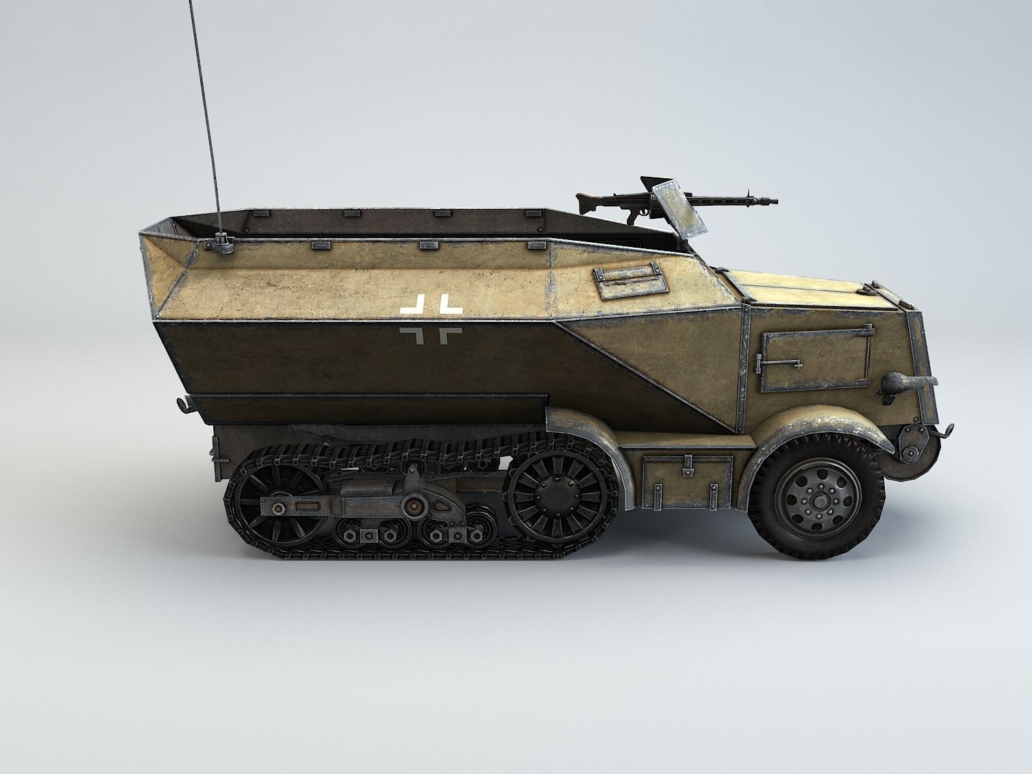 Low Poly U 304 F Leichter SchutzenPanzerWagen Low-poly 3D model_8