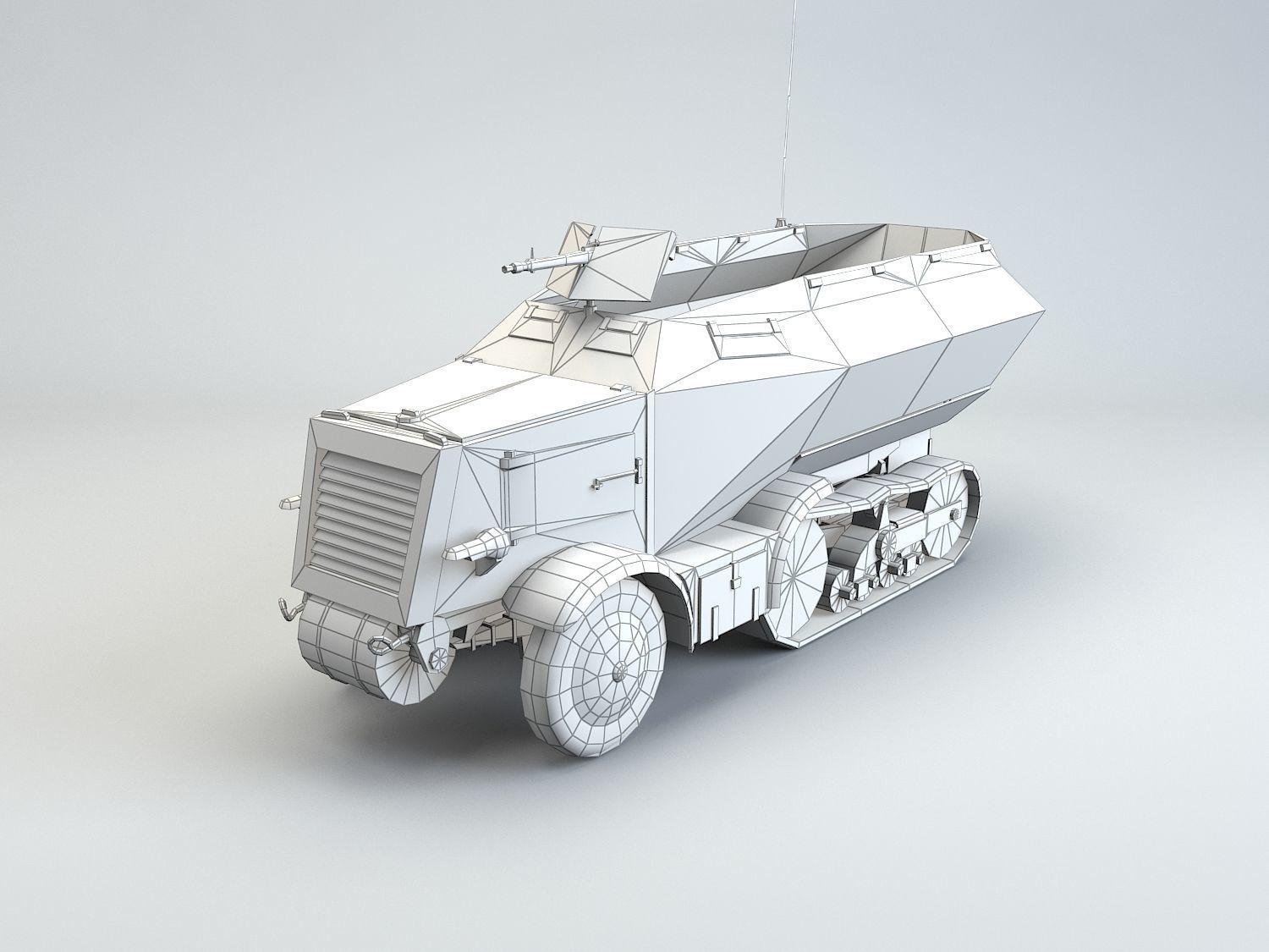 Low Poly U 304 F Leichter SchutzenPanzerWagen Low-poly 3D model_2