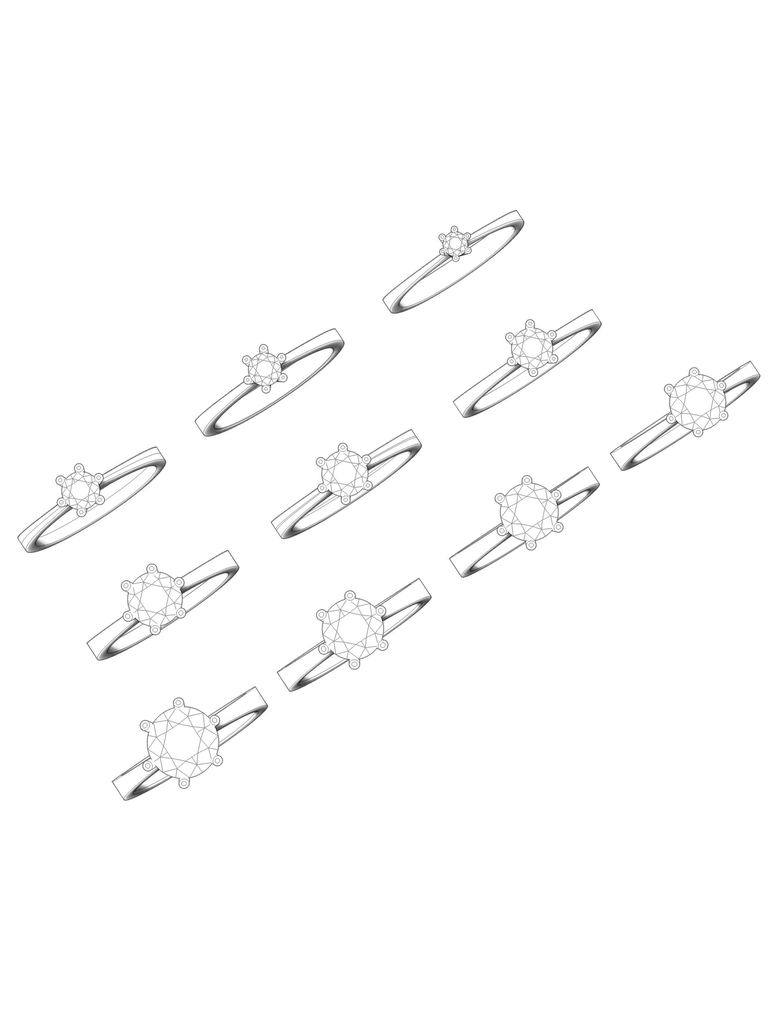 solitaire rings diamod gold or silver Stl 3D model_3