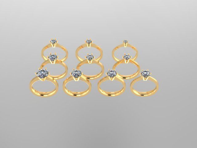 solitaire rings diamod gold or silver Stl 3D model_2