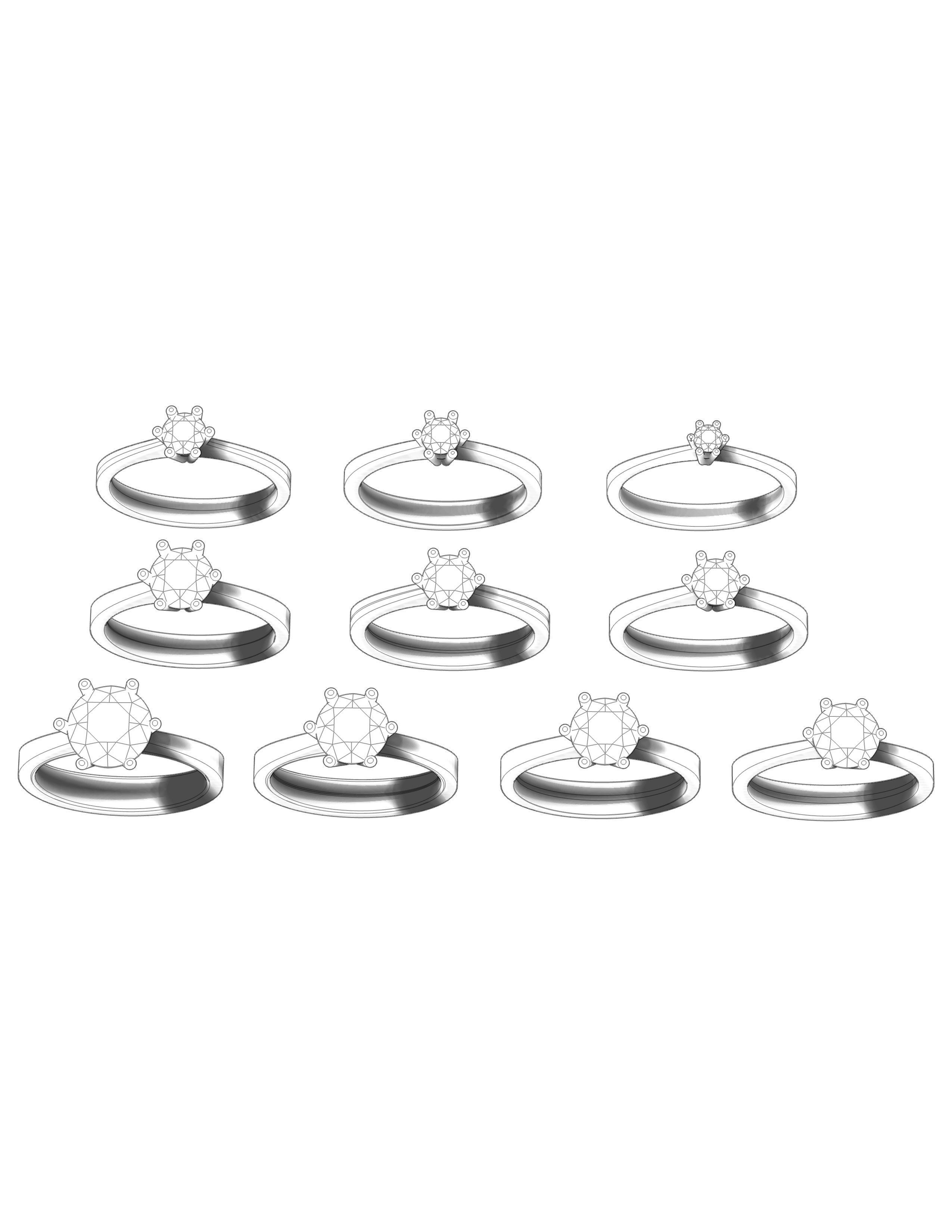 solitaire rings diamod gold or silver Stl 3D model_4