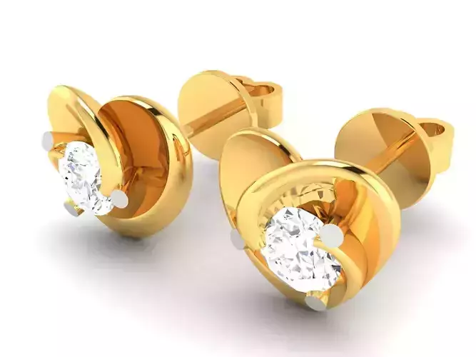 Women solitaire earrings 3dm stl render detail 3D print model